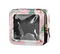 Organizer cosmetico portatile per la cura della pelle verde con texture glitterata piccola borsa per il trucco per le donne, Simpatici gnomi di Natale, Taglia unica