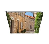 Organizer cosmetico trapezoidale in stile toscano, ideale per l'ufficio e i viaggi.