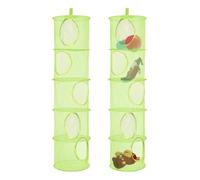 Organizer da appendere, 2 pezzi, pieghevoli, a 5 scomparti, in rete, per la cameretta dei bambini, il balcone (verde)