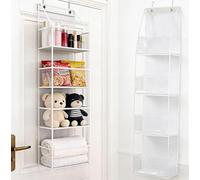 Organizer da appendere sopra la porta con 4 scomparti, organizer per armadio di grande capacità con finestra trasparente, mensola leggera da appendere per camera da letto, bagno, dispensa, 130 x 30 x