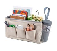 Organizer da appendere sul comodino con 3 tasche, per 1 pezzo in tessuto metallico, adatto per bagno, ufficio e altri oggetti essenziali quotidiani (metri bianco)