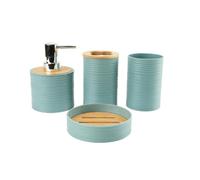 Organizer da appoggio per bagno, contenitore in plastica da 4, con accenti, include portasapone, portaspazzolino, in plastica, set accessori per bagno