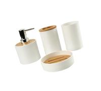 Organizer da appoggio per bagno, contenitore in plastica da 4, con accenti, include portasapone, portaspazzolino, in plastica, set accessori per bagno