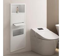 Organizer da bagno da incasso con dispenser di carta igienica e bidone della spazzatura per risparmiare spazio in case e spazi commerciali