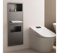 Organizer da bagno da incasso con dispenser di carta igienica e bidone della spazzatura per risparmiare spazio in case e spazi commerciali