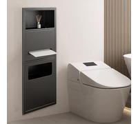Organizer da bagno da incasso con dispenser di carta igienica e bidone della spazzatura per risparmiare spazio in case e spazi commerciali