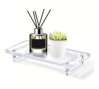 Organizer da bagno | Vassoio per lavabo in acrilico | Supporto trasparente antiscivolo per decorazione moderna, organizzazione e conservazione per trucco, profumo, portasapone, piante e