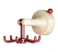 Organizer da cucina a sei ganci con attacco a ventosa per montaggio a parete, rotazione di 360 gradi per un facile accesso, senza fori per l'installazione (Retro Red)