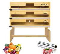 Organizer da cucina con dispenser di pellicola trasparente e taglierina, porta carta pergamena in bambù per rotoli da 30,5 cm, porta asciugamani per cassetti o armadi a parete