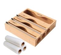 Organizer da cucina in legno, multifunzione, con chiusura lampo, grande capacità, , per rotoli di carta pergamena, sacchetti per alimenti, divisori, cassetti, ristoranti, bar