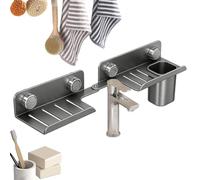 Organizer da dietro il rubinetto Scaffale Pieghevole Portaoggetti Con | Mensola Da Bagno Per Rubinetto Per Casa Camper Armadietto Piano Cucina Appartamento Grigio canna di fucile