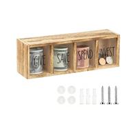 Organizer da parete e da tavolo con 4 scomparti in legno | Legno da donare, risparmiare e spendere bambini, ragazze, adulti, famiglia, camera da letto, soggiorno, ufficio