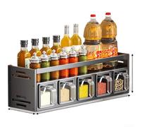 Organizer da parete in alluminio per condimenti, installazione senza trapano, scomparto regolabile, portaspezie, resistente alla ruggine e alle macchie per pulire canna di fucile, leggero (C)