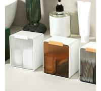 Organizer da parete in cotone senza trapano, per trucchi, salvaspazio, per oggetti essenziali da bagno, contiene tamponi di cotone, tamponi e fascette per capelli con robusto ABS e fianchi (bianco