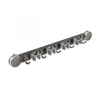 Organizer da parete per mocio e scope, supporto a ventosa per bagno e cucina, scaffale portaoggetti in alluminio con guide scorrevoli (D)