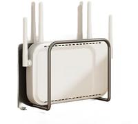 Organizer da parete per router WiFi per set-top box, modem via cavo, con telaio ventilato in acciaio al carbonio e sistema di montaggio adesivo (S, nero)