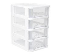 Organizer da Scrivania 4 Cassetti Trasparente in PP 14,2x18,3x23,5 cm | Cancelleria e Cosmetici Classificati, Accesso Facile, Meno Disordine, per Bagno Cucina e Studio