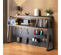Organizer da scrivania a 2/3 ripiani con pannello forato, libreria da scrivania in metallo dormitorio, supporto stabile a forma trapezoidale, ripiani regolabili(Black,100*62cm/39.4*24.4in)