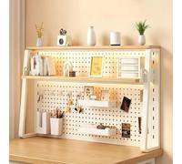 Organizer da scrivania a 2/3 ripiani con pannello forato, libreria da scrivania in metallo dormitorio, supporto stabile a forma trapezoidale, ripiani regolabili(White,80*62cm/31.5*24.4in)