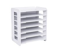 Organizer da scrivania a 7 livelli, in legno, bianco, ufficio, scrivania, scrivania, organizer e accessori per lettere, vassoio di carta, supporto per documenti, per casa, ufficio, scuola, accessori