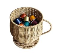 Organizer da scrivania a forma di per cialde | Cesto da caffè intrecciato di grande capacità per bar, frutta, banana, pera, snack, cucina, bancone casa, soggiorno