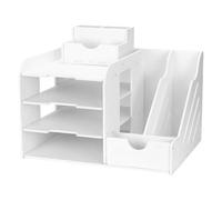 Organizer da Scrivania, Caddy per Ufficio con Grande Capacità, Organizer da Scrivania per la Conservazione Ordinata di Carta A4, Penne, Libri, Lettere, Documenti (Bianco)