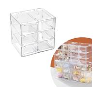 Organizer da Scrivania con 6 Cassettini, Mini Trasparente Cassettiera Portaoggetti, Impilabile Piccoli Cassetti Portaoggetti Plastica per Cosmetici Gioielli Cucito Accessori
