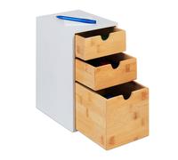 Organizer da scrivania con cassetti Mobiletto portaoggetti Bambù naturale