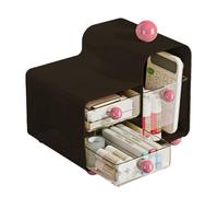 Organizer da scrivania con cassetti rimovibili, borsa per tè, caffè, crema, cancelleria, soluzione di archiviazione per cucina, ufficio, essenziale, nero/crema, bianco