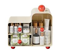 Organizer da scrivania con cassetti rimovibili, borsa per tè, caffè, crema, cancelleria, soluzione di archiviazione per cucina, ufficio, essenziale, nero/crema, bianco