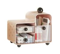 Organizer da scrivania con cassetti rimovibili, borsa per tè, caffè, crema, cancelleria, soluzione di archiviazione per cucina, ufficio, essenziale, nero/crema, bianco