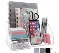 Organizer da scrivania in acrilico con cassetto, 9 scomparti, trasparente, tutto in uno, per forniture da ufficio e accessori da scrivania, migliora la decorazione dell'ufficio (trasparente)