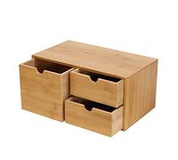 Organizer da scrivania in bambù con cassetti, contenitore multifunzione per francobolli, appunti adesivi, graffette, penne, fatture, biglietti da visita, 33 x 19 x 16 cm, per un ufficio ordinato