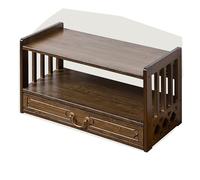 Organizer da scrivania in bambù con doppio strato di stoccaggio e cassetto, espositore da scrivania retrò per casa e ufficio