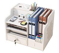 Organizer da scrivania in legno aggiornato con cassetto, grande capienza da scrivania porta file rack formato A4 per documenti fai da te forniture per ufficio scatola per casa, ufficio e scuola