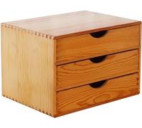 Organizer da scrivania in legno di pino con cassetto, scatola portaoggetti in legno, schedario piatto A4, accessori da scrivania for cassetti for forniture for ufficio scolastico(C,3 layers)