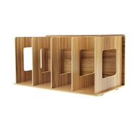 Organizer da scrivania, in legno, rimovibile, con 4 scomparti, per cataloghi, per libri e riviste venature del legno.