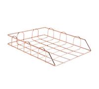 Organizer da scrivania in metallo impilabile per documenti e lettere, colore: oro rosa