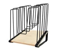 Organizer da scrivania inclinato a 5 sezioni in metallo e legno, fermalibri per casa, ufficio, gestione della scrivania, scaffale in legno e metallo