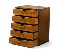 Organizer da scrivania vintage in legno a 5 cassetti, per artigianato, mensola rustica, ideale per la casa e l'ufficio, piano da tavolo multilivello, armadietto da farmacia, contenitore per oggetti