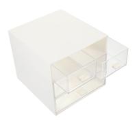 Organizer da Tavolo Bianco 3 Livelli, Trasparente, a Cassetti | Design a 4 Scomparti, Chiusura Facile, per Camera e Scrivania, Ordine Rapido e Oggetti Subito Visibili