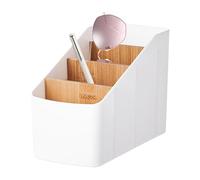 Organizer da Tavolo - Organizzatore Remoto Scrivania, Portaoggetti Scrivania Legno 4 Scomparti, Porta Organizer Universale Ufficio, Multifunzionale Organizzatore per Cancelleria Cosmetico Telecomando