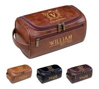 Organizer da toilette in pelle personalizzato da uomo, kit da viaggio personalizzato con scomparti, regalo per la festa del papà, testimoni dello sposo, Natale, compleanno