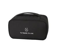 Organizer da viaggio per biancheria intima, scatola compatta per cosmetici e prodotti da doccia, borsa da toilette per palestra, viaggi d'affari, vacanze, Nero , 27.0*12.0*3.0
