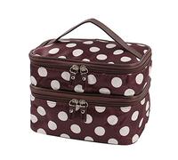 Organizer doppio strato doppio cerniera per ricevere borsa per il trucco con design della borsa da toilette per le donne scatola regalo vuota originale (Coffee, One Size)