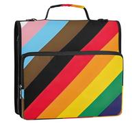 Organizer durevole con cerniera da 3,8 cm a 3 anelli, bandiera dell'orgoglio resistente, inclusa custodia LGBTQ Progress Storage Portfolio con maniglia Keeper Raccoglitore Borsa con tracolla per la