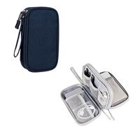 Organizer elettronico per l’essenziale da viaggio Borsa for cavo dati for organizer da viaggio impermeabile Custodia for trasporto portatile a doppio strato for USB Caricatore(Blue,21*12.5*6cm)