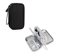 Organizer elettronico per l’essenziale da viaggio Borsa for cavo dati for organizer da viaggio impermeabile Custodia for trasporto portatile a doppio strato for USB Caricatore(Black,21*12.5*6cm)