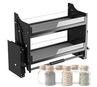 Organizer estraibile per mobili da cucina, soluzione di archiviazione a 2 livelli con cuscinetti regolabili per una maggiore accessibilità in casa, bar e caffè