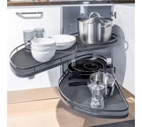Organizer estraibile, regolabile in altezza a 2 ripiani, per cassetti scorrevoli, angolo cieco per armadietti da cucina, doppio ripiano girevole per armadi da 800 mm/900 mm
